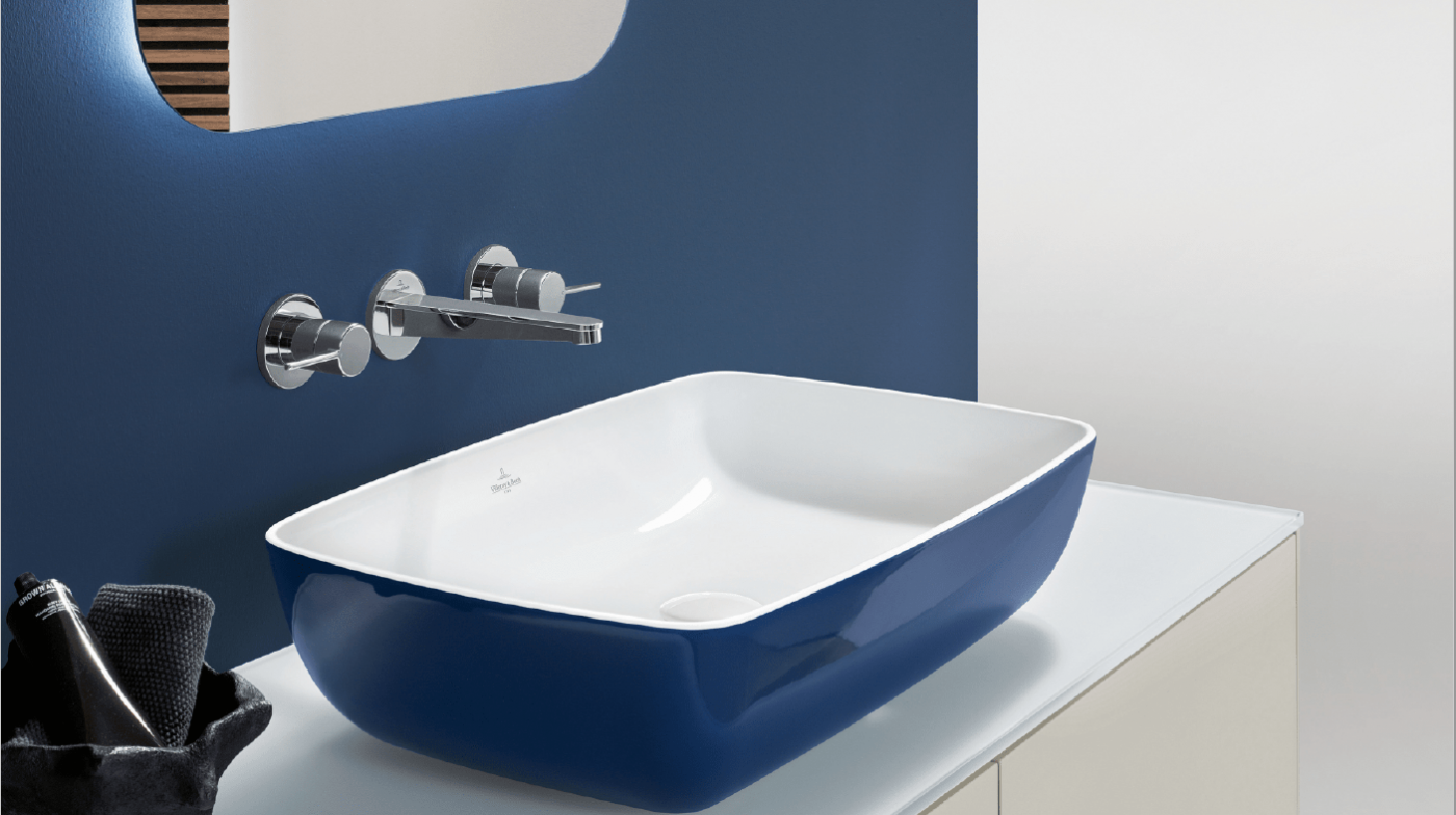 Zu sehen ist der Waschtisch Artis   Villeroy & Boch in blau